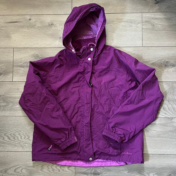 LL Bean Nylon Purple Windbreaker Rain Jacket Women's Size Large Regular - Picture 1 of 9
